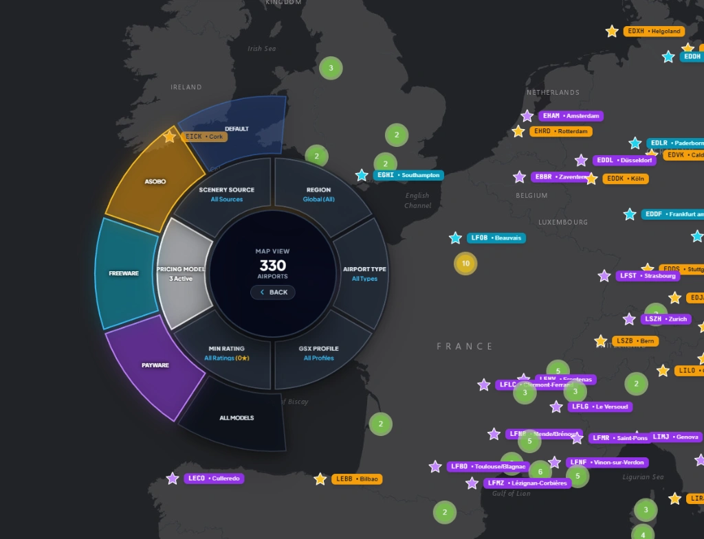 SceneryX Multi-Criteria Radial Filter Dial for Global Airport Sceneries