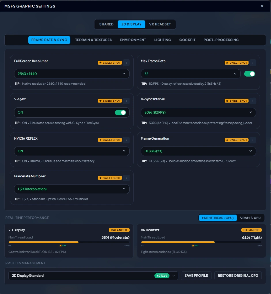 SceneryX Unified Settings Engine — 2D and VR Graphic Settings Optimization for MSFS 2020 & 2024